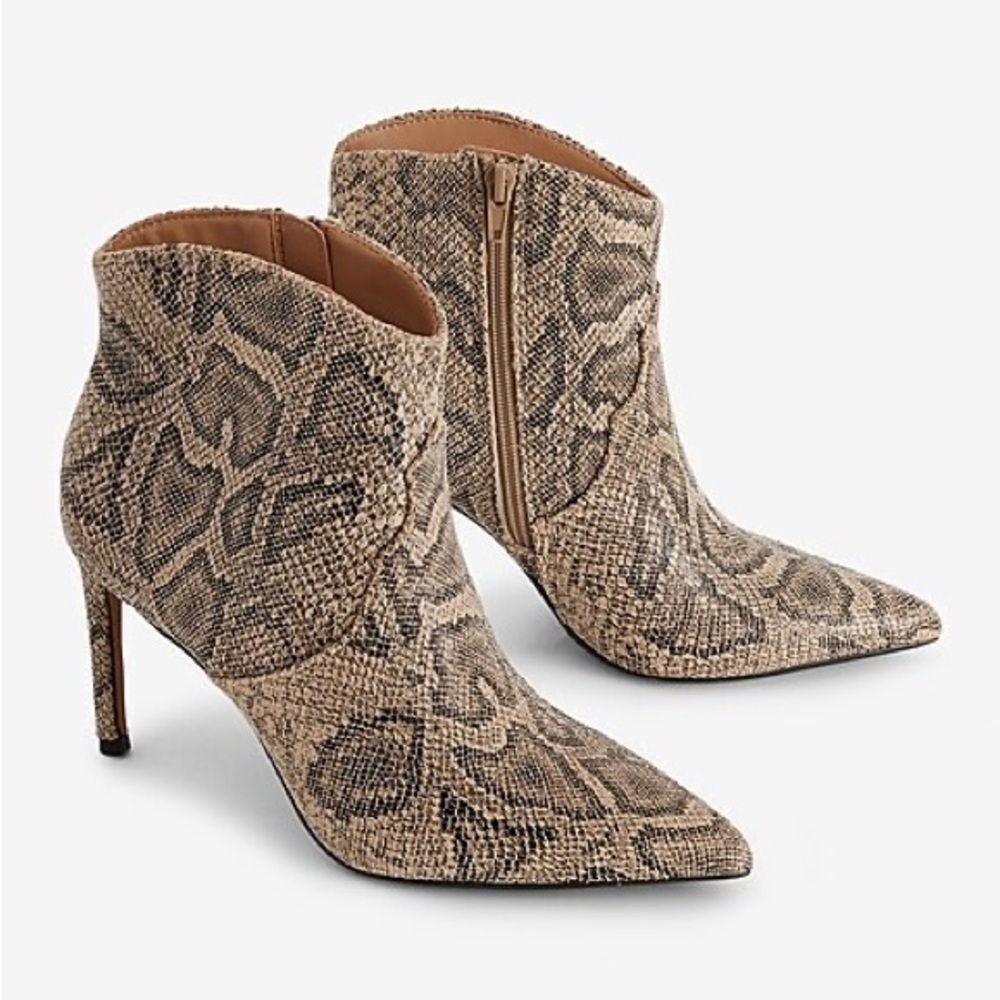 Express Chic snakeskin design and pointed toe bootie